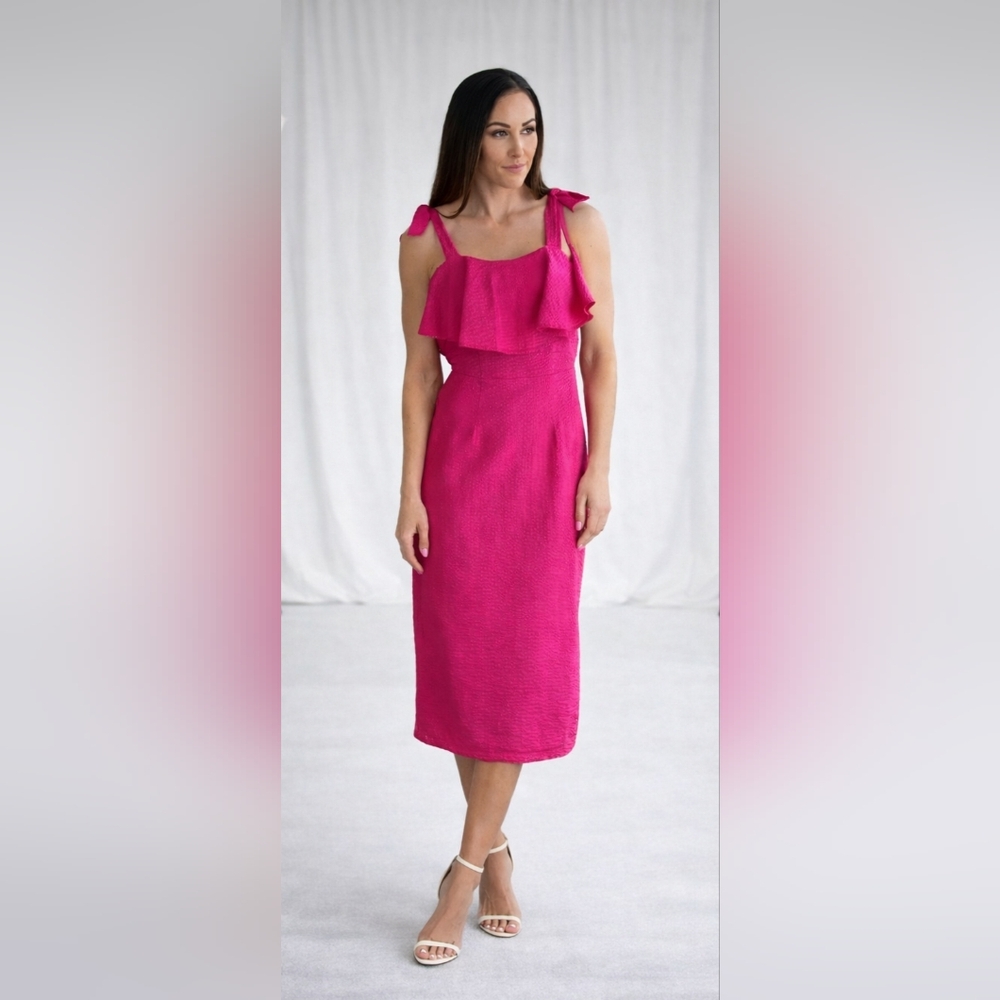 A New Day Size S Hot Pink Ruffle-Detail Midi Dress